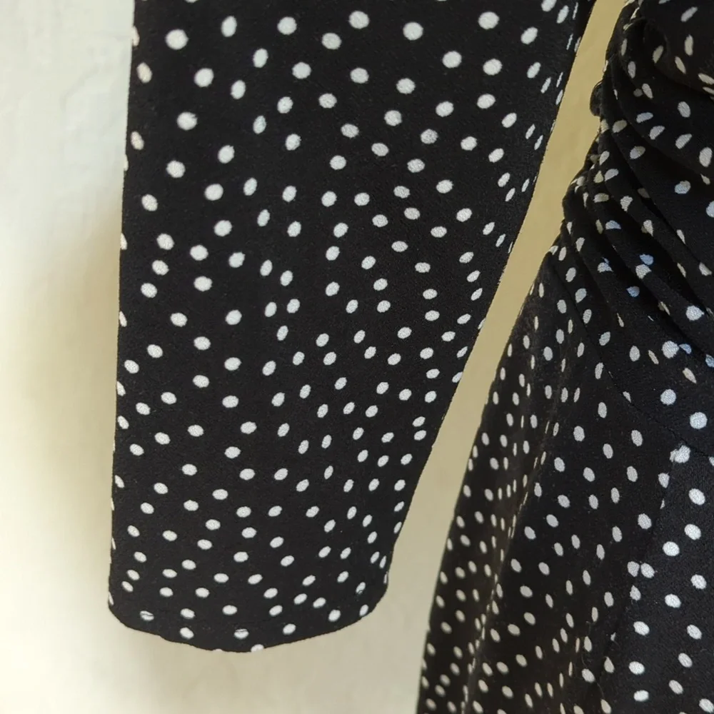 Ann Taylor Black and White Cinched Waist 3/4 Sleeve Sheath Dress Size 12 - Picture 9 of 11
